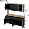 Merax Buffetschränke, Esszimmer-Hochschrank 160*40*185 cm, mehrstufigem Stauraum, integrierter Steckdose sowie USB-C- und USB-A-Anschlüssen,Mit farbigem Lichtstreifen, Schwarz + Eiche Bild 4