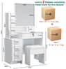 OUNUO Schminktisch Frisiertisch mit Spiegel Hocker und 4 Schubladen Kosmetiktisch Bild 2