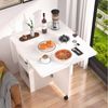 oyajia Esstisch Klapptisch für 4-6 Personen mit Offenen Ablagen, 1 Schublade (Klappbarer Esstisch, 118.5 x 72 x 75CM), Esszimmer für Kleine Räume Bild 3