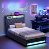 MODFU Polsterbett Funktionsbett Stauraumbett Gästebett (Stilvolles Polsterbett Dunkelgrau aus hochwertigem holländischen Samt mit hochelastischem Schaumstoff, 1-tlg, 90*200), Mit LED-Lichtleiste und USB-Aufladung Bild 3