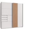 Schwebetürenschrank >COBURG< in Weiß/ Akustiklamellen Nachbildung Artisan Eiche Nachbildung Bild 2