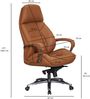 FINEBUY Chefsessel FB26233 (Echtleder Caramel, Chefsessel bis 120 kg), Bürostuhl höhenverstellbar, Drehstuhl Wippfunktion Bild 3