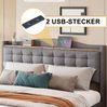Polsterbett 140x200 cm aus Leinenstoff mit Stauraum und USB-Anschluss – modernes Doppelbett mit 4 Schubladen Bild 3