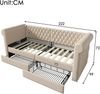 Kinderbett 90×200 cm mit Rückenlehne und 2 Schubladen, Beige, ohne Matratze Bild 5
