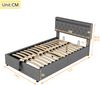 Polsterbett 140x200 cm mit hydraulischem Bettkasten, farbwechselndem LED-Kopfteil, USB & Typ‑C, Leinenbezug, Grau Bild 4