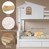 Novelux Etagenbett 90x200/120x200 mit Rutsche & Schubladen – Kiefer/MDF Weiß, Hausbett mit Treppe, Fensterdesign, ohne Matratze Bild 3