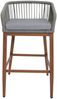 2er-Set Rope-Barhocker HWC-O22, Outdoor Sitzpolster Seilgeflecht Metall Holz-Optik ~ hellgrau, Kissen hellgrau Bild 5