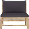 vidaXL Garten-Mittelsofa mit Dunkelgrauen Kissen Bambus 313154 Bild 3