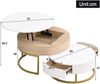 Couchtisch MDF mit höhenverstellbarer Platte & Schublade, 70 x 70 x 56 cm + 60 x 60 x 27 cm, Weiß/Gold Bild 4