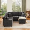 Merax Chenille-Ecksofa, 205cm L-förmiges Sofa mit Schlaffunktion, Ausziehsofa mit Hocker, Leselampe, USB&Type-C, Ausgestattet mit verstecktem Tisch, Ausklappbarer Couchtisch mit zwei Getränkehaltern, Grau Bild 3