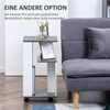 HOMCOM Nachttisch Beistelltisch mit Rollen Couchtisch mit 3 Regalen (Sofatisch, 1-St, Kaffeetisch), für Schlafzimmer Wohnzimmer Grau Weiß 35 x 29,5 x 65,5 cm Bild 3
