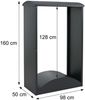 Brennholzlager HWC-P77, Kamin-/Feuerholzregal Holzlager Holzunterstand Outdoor Metall 160x98x50cm ~ anthrazit Bild 3