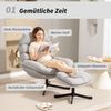 Relaxsessel mit Ottomane, Chenille, 360° drehbar, breite Sitzfläche, Stahlkreuzbasis, bis 120kg, gemütlich Bild 3