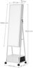 Songmics Schmuckschrank, Ganzkörperspiegel, Spiegelschrank, abschließbarer Schmuckorganizer mit Schublade, Rollen, 41,5 x 37 x 152,5 cm, Weiß Bild 5