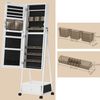 Songmics Schmuckschrank, Ganzkörperspiegel, Spiegelschrank, abschließbarer Schmuckorganizer mit Schublade, Rollen, 41,5 x 37 x 152,5 cm, Weiß Bild 4