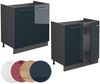Spülenunterschrank Fame-Line Dunkelblau Hochglanz 80 cm ohne Arbeitsplatte Vicco Bild 5
