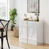 Sideboard Mit Soft-Close Türen & Verstellbarem Regal,Aufbewahrungsschrank Hochglanz Weiß/Naturholzoptik, Anti-Kipp Bild 2