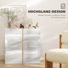 Sideboard Mit Soft-Close Türen & Verstellbarem Regal,Aufbewahrungsschrank Hochglanz Weiß/Naturholzoptik, Anti-Kipp Bild 4