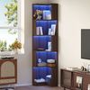 Merax Bücherregal mit LED-Farbwechsel inkl. Fernbedienung, 1-tlg, Eckbücherregal Eckregal L-förmiges Regal mit 5 Ebenen, 63,5x45x175 cm Bild 2