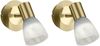 2er Set LED Wandstrahler Messing mit Glas Lampenschirm, Breite 10cm Bild 2