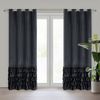 Eurofirany 'CARLI' Ösenvorhang mit Rüschen, Velours, Polyester schwarz, 140x250 cm Bild 2