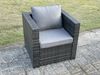 Fimous Outdoor Lounge Sofa Set Wicker PE Rattan Gartenmöbel Set mit 2 Sessel Oblong Couchtisch Großer Fußhocker Dunkelgrau Gemischt Bild 4