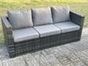 Fimous Outdoor Lounge Sofa Set Wicker PE Rattan Gartenmöbel Set mit 2 Sessel Oblong Couchtisch Großer Fußhocker Dunkelgrau Gemischt Bild 3