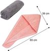 URAQT Haarturban Handtuch 3er Set Schnelltrocknend Mikrofaser Pink Grau Lila Bild 3