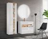 Badezimmer Hochschrank mit LED-Beleuchtung BERMUDA-56 in weiß Hochglanz mit Wotaneiche B/H/T 45/170/33cm Bild 4