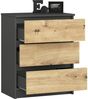 Milord FURNITURE Kommode mit 3 Schubladen 60 cm breit Holz Schrank B60xH77xT40 cm (Highboard Anrichte Schlafzimmer Wohnzimmer Flur Büro Organizer) Bild 2