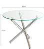 Runder Esstisch 80x80x76 cm aus Glas und Metall, silberfarben, mit stabilem Kreuzfuß Bild 5