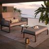 Merax Gartenliege, Garten Sonnenliege, mit geflochtenen Armlehnen aus Eisen, Wetterfestes Outdoor-Sofa, Inkl. Glas-Couchtisch, mit Polstern, Grau Bild 2