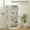 HOMCOM Schuhschrank Schuhregal mit Verstellbar Trennwand, 3 Klappen (Schuhkommode, 1-St, Schmal Schuhkipper) für 12 Paar Schuhe 47 x 26 x 120 cm, Weiß Bild 4
