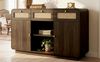 Nussbaum Sideboard 120x85x40 cm Mit Rattan Design 3 Schubladen Und 2 Türen Retro Kommode Mit Kippsicherung Für Wohnzimmer Aufbewahrungsschrank Bild 5