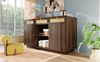 Nussbaum Sideboard 120x85x40 cm Mit Rattan Design 3 Schubladen Und 2 Türen Retro Kommode Mit Kippsicherung Für Wohnzimmer Aufbewahrungsschrank Bild 3