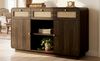 Nussbaum Sideboard 120x85x40 cm Mit Rattan Design 3 Schubladen Und 2 Türen Retro Kommode Mit Kippsicherung Für Wohnzimmer Aufbewahrungsschrank Bild 5