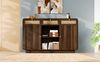Nussbaum Sideboard 120x85x40 cm Mit Rattan Design 3 Schubladen Und 2 Türen Retro Kommode Mit Kippsicherung Für Wohnzimmer Aufbewahrungsschrank Bild 2