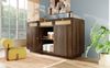 Nussbaum Sideboard 120x85x40 cm Mit Rattan Design 3 Schubladen Und 2 Türen Retro Kommode Mit Kippsicherung Für Wohnzimmer Aufbewahrungsschrank Bild 3
