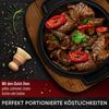 4er Mini Dutch Oven Set aus Gusseisen – mit Holzuntersetzern & Rezeptbuch, 300 ml Portionsgröße, für Grill, Backofen & Herd Bild 5