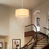 ZMH Hängelampe Wohnzimmer Pendelleuchte Schlafzimmer - Hängeleuchte E27 Kristall Stoff Esstischlampe Hängend Modern Esszimmerlampe Esszimmer Pendellampe Design Weiß für Esstisch (Ohne Leuchtmittel) Bild 4