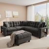 6-Sitzer Wohnlandschaft 216,5 x 216,5 x 83 cm, modular aus Chenille mit Hocker Bild 3