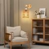 MUPOO LED Wandleuchte Vintage Innen Wandleuchte,E27 Retro Holz Wandlampe, Warmweiß Glühbirne, LED fest integriert, mit Rattan Lampenschirm,Handgewebte im Farmhouse - Stil Bild 3