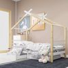 Hausbett 90x200 cm Kinderbett mit Schubladen und Dach, Massivholz Bettgestell mit Stauraum, Montessori Design Weiß Bild 3