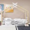Hausbett 90x200 cm Kinderbett mit Schubladen und Dach, Massivholz Bettgestell mit Stauraum, Montessori Design Weiß Bild 4
