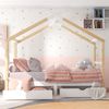 Hausbett 90x200 cm Kinderbett mit Schubladen und Dach, Massivholz Bettgestell mit Stauraum, Montessori Design Weiß Bild 5