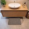 OnlyWow Badematte Braun - Schachbrettmuster - Geometrisch, Höhe 10 mm, Polyester, Rechteckig, Badezimmerteppich, Badteppich, Rutschfest, Badvorleger, Waschbar Bild 2