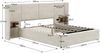 Polsterbett 160 x 200 cm, hydraulisches Breitohrbett mit USB-Anschluss, mit Steckdosen, mit zwei Nachttischen mit Stauraum, Holzlattenrost, einfacher Aufbau, Samt, Beige Bild 5