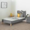 Polsterbett mit Matratze 90x200 Lattenrost Doppelbett Stoffbett Bettgestell Bett Grau Bild 3
