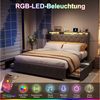 ADWOLT Stauraumbett Polsterbett mit Lattenrost und LED-Beleuchtung, Jugendbett 160x200 cm mit USB&Type-C,Doppelbett mit 4 Schubladen,Grau Bild 3