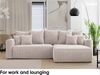 MEBLINI Schlafcouch mit Bettkasten - 260 x 160 x 78 cm - Creme Cordstoff - NAPLES - Kleines Ecksofa mit Schlaffunktion - Sofa mit Relaxfunktion und Kissen - Kleine Couch L-Form - Eckcouch Bild 3